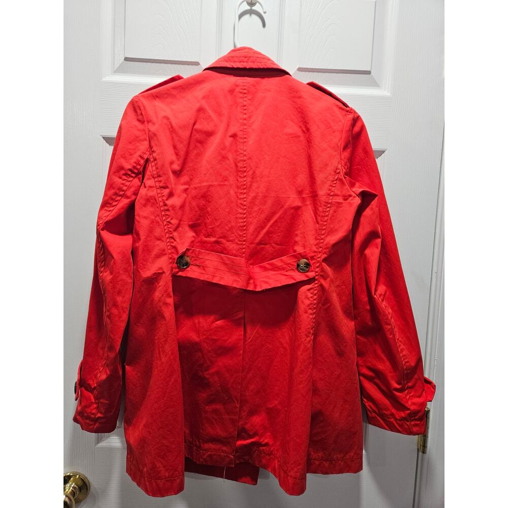 THEORY WOMEN Red Orange Peacoat Double Breasted Lightweight Jacket Size S - Picture 4 of 10